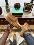 Premium Clarks Suede Moccasin Shoes (Brown) - 4