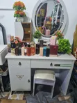 White Dressing Table with LED Mirror and Stool - 1