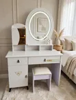 White Dressing Table with LED Mirror and Stool - 2
