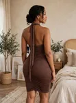 Quality Brown Bodycon Dress - 2