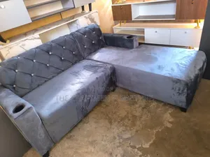 Velvet Gray Luxury L-Shape 3-in-1 Sofa