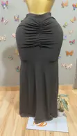 Black High-Waist Ruched Fishtail Maxi Skirt - 2