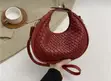 Ladies Burgundy Leather Crescent Shoulder Bag - 3