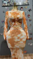 Elegant Tie-Dye Maxi Two-Piece Dress - 3