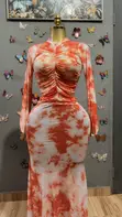 Elegant Tie-Dye Maxi Two-Piece Dress - 4