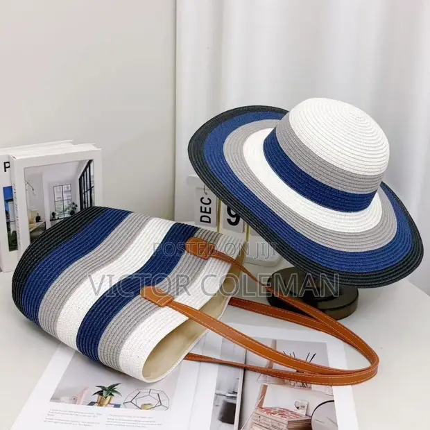 Stylish Woven Summer Hat and Tote Bag - 1