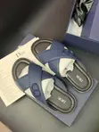 Dior Thong Slide - Black Leather Diamond Pattern - 2