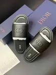Dior Thong Slide - Black Leather Diamond Pattern - 3