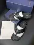 Dior Thong Slide - Black Leather Diamond Pattern - 4