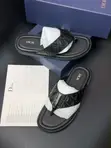 Dior Thong Slide - Black Leather Diamond Pattern - 5
