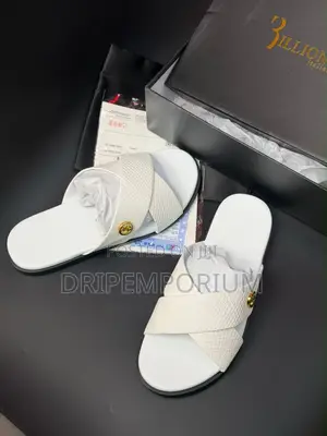 Billionaire White Cross Pam Lizard Skin Slippers