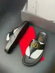 Valentino Garavani Black Thong Sandals - Gold V Logo - 1