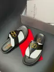Valentino Garavani Black Thong Sandals - Gold V Logo - 2