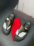 Valentino Garavani Black Thong Sandals - Gold V Logo - 3