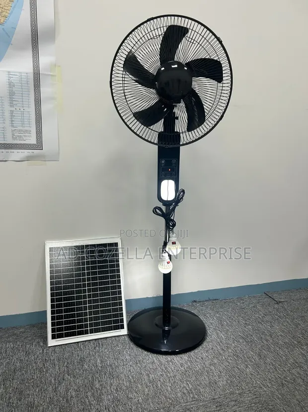 Solar and Rechargeable Fan with Bulbs - 1