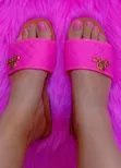 BETTY Designer Quilted Slides with Gold Logo - 2