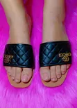BETTY Designer Quilted Slides with Gold Logo - 3
