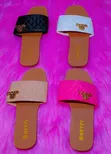 BETTY Designer Quilted Slides with Gold Logo - 4
