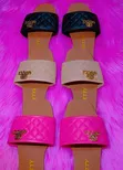 BETTY Designer Quilted Slides with Gold Logo - 5