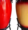 Conga Drums (Pair) - Red Sunburst - 1