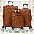 Quality Brown Leather 3-Piece Set - 1