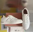 Luxury Men's White Leather Sneakers with Mahogany Trim - 2