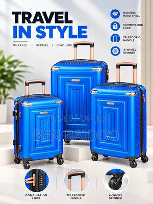 Elegant Plastic Travel Luggage Set (3-Piece)