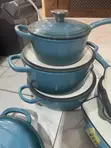Blue Cast Iron Cookware Set - 3