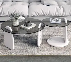2-Piece Modern Nesting Glass Table Set