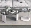 2-Piece Modern Nesting Glass Table Set - 1