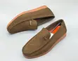 Brown Suede Clarks Casual Slip-on Loafers - 3
