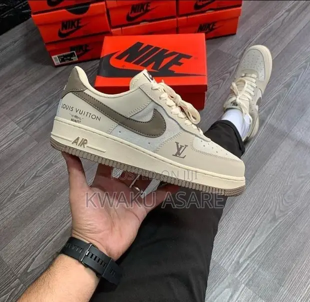 Custom Nike Air Force 1 Low x Louis Vuitton (Cream/Brown/Off-White) - 1