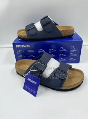 Blue Black Birkenstock Arizona Two-Strap Sandals
