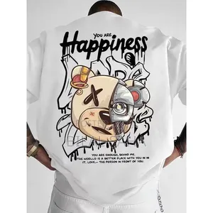 Men's Oversized Bear Print Streetwear T-Shirt