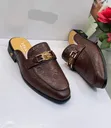 Versace Coffee Brown Men's Leather Half Shoes (Sizes 39-46) - 1