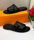 All Black Executive Men's Hermes Leather Slippers - 1