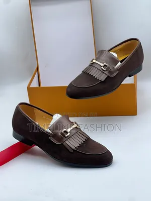 Louis Vuitton Men's Suede Leather Shoes - Coffee Brown