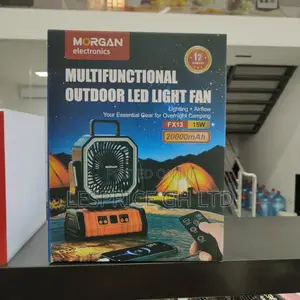 Morgan Rechargeable Fan with LED Light (4-Speed)