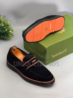 Timberland Men's Suede Loafers (Black/Orange Sole) - Brand New