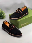 Timberland Men's Suede Loafers (Black/Orange Sole) - Brand New - 2