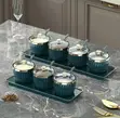 Teal Ceramic Condiment Jar Set - 1