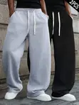 Unisex Baggy Sweatpants Joggers - Grey & Black - 2