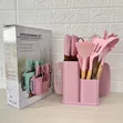 19-Piece Non-Stick Silicone Cooking Utensil Set with Wooden Handles - 1