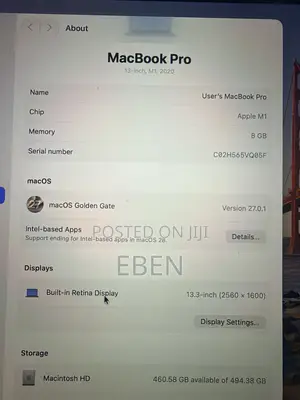 Apple MacBook Pro 2020 M1 8GB RAM 512GB SSD