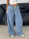 Wide-Leg Elastic-Waist Denim Jeans - 2