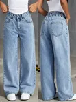 Wide-Leg Elastic-Waist Denim Jeans - 4