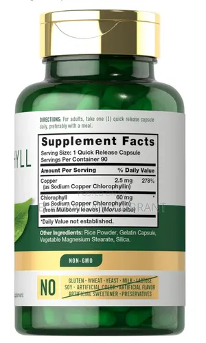 Chlorophyll Complex Capsules | 60mg | 90 Pills | With Copper