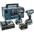 Makita 18V Cordless Twin Pack with 3 x 3Ah Batteries & 216 Accessories - 1