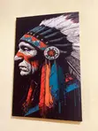 Vibrant Pop Art Canvas Print: Native American Chief - 1