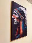 Vibrant Pop Art Canvas Print: Native American Chief - 2